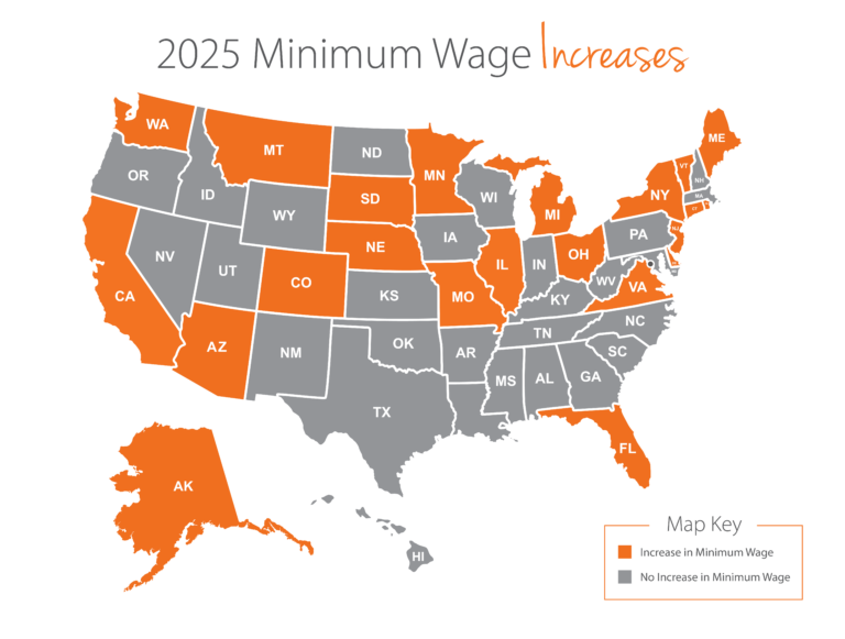Minimum Wage in America Just Jumped: Here’s What Workers Will Earn in Every State in 2025 2 U.S. wage map